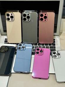 Ốp lưng điện thoại không viền bóng đơn giản sang trọng tương thích với iPhone 16 15 14 13 12 11 Pro Max Ốp lưng cứng chống nước chống sốc chống rơi chống trầy xước - Màu Hồng Tươi - Xem 3