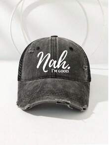 1 件男女通用字母印花做旧棒球帽、太阳帽、卡车司机帽、沙滩帽，适合休闲穿着，户外活动，如旅行、骑自行车、徒步旅行、钓鱼、海滩度假 - 彩色 - 查看 2