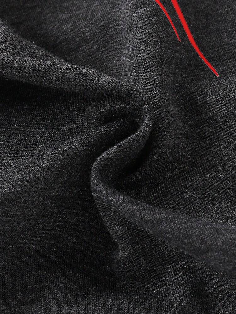 Toddler Boys' Cool Street Fashion Casual Outdoor Gift Cute Comfortable Spider Web & Letter Print Solid Color Hooded Long Sleeve Sweatshirt, Autumn - Black - View 7