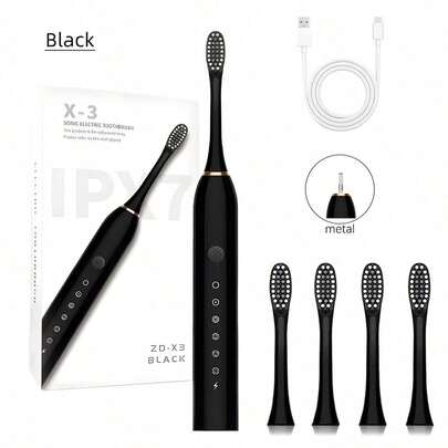 Electric Toothbrush With 4 Brush Heads, 3 In 1 Ultra Toothbrush, One Switch From  Brushing To Water Flossing For Home Travel