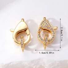 1 pezzo Connettore per collana e bracciale di grandi dimensioni con chiusura a moschettone placcata in oro con zirconi micro-intarsiati - Multicolore - Visualizzare 14