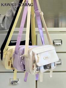 Ba lô trong suốt kiểu Nhật dễ thương, túi đeo vai phong cách Harajuku, túi đeo chéo màu pastel, cặp sách học sinh dung tích lớn tự làm dành cho bé gái, túi du lịch đa năng, túi đựng đồ cosplay anime, túi nhỏ thời trang Lolita ngọt ngào hàng ngày, túi đeo chéo nhỏ, túi xách tay, túi nhỏ di động dành cho bé gái - trắng - Xem 2