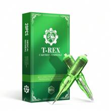 20 Stück T-REX grüne Tattoo-Nadel-Patronen RL/RM Einweg-Silikon-Profi-Sterilisierte runde Liner für Patronenmaschinen Griffe