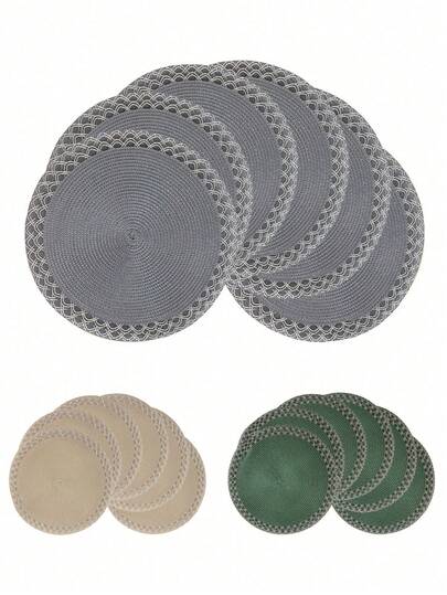 2 Stücke/4 Stücke/6 Stücke 15 Zoll Runde gewebte Rand PP Tischsets, waschbar rutschfeste wärmeisolierende Tischuntersetzer, geeignet für häusliche Esszimmer Dekoration, Frühling, Outdoor, Feiertagspartys, Geschenke