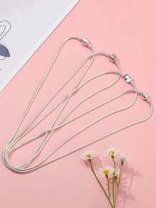 1pc 45cm Stainless Steel Heart Shape Clasp Snake Bone Chain Necklace, Suitable For DIY Beaded Pendant