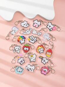 1个亚克力可爱卡通线条猫钥匙扣/小丑猫/粉色小猫/爱心气球小猫/指着你的小猫/呆萌小猫/头顶火焰小猫/花朵小猫/草莓小猫/芒果小猫/动物主题钥匙扣挂件背包装饰/包包配件/书包配件/钱包挂件/朋友礼物汽车配件包饰动物哥特Y2K包饰汽车老师姐妹礼物创意 - 彩色 - 查看 1