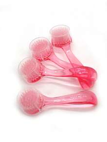 2支装圆头指甲刷，带盖，长柄，可清洁指甲上的灰尘和粉末 - 淺粉色 - 查看 3