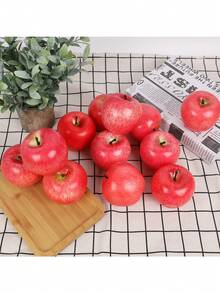 8个逼真仿真苹果，栩栩如生的假水果装饰，适用于婚礼、客厅、春季装饰、厨房装饰、逼真仿真水果派对道具、家居装饰、房间装饰、餐桌装饰、派对装饰、婚礼装饰、生日派对装饰、桌面装饰、仿真植物、厨房必备品、母亲节、母亲节桌面装饰、婚礼中心装饰 - 紅色 - 查看 6