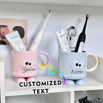 1 pieza Vaso grande personalizado de gran capacidad con asa gruesa, taza de cepillo de dientes con diseño de dibujos animados personalizada para baño, parejas, dormitorio, vaso de enjuague personal, vaso de enjuague personalizado para el hogar