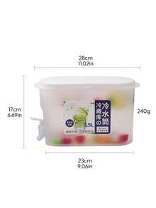 1 pieza Dispensador de jugo para el hogar, dispensador de bebidas para refrigerador, jarra de agua fría de gran capacidad con grifo - Blanco - Ver 9