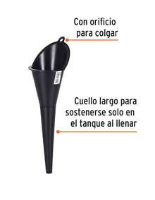 Embudo plástico 250 ml, cuello rígido, Truper - Negro - Ver 3