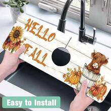 Armaturenabdeckungsmatte, Herbst/Halloween, Badezimmer Armaturenspritzschutz, feuchtigkeitsbeständige rutschfeste Armaturenablaufmatte, Küchenarbeitsplatten-Accessoires, Spülbeckenmatte, multifunktionale saugfähige Unterlage