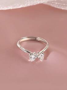 1pc Cute & Fresh Bowknot Adjustable Open Ring, Fashionable Daily Wear Romantic Wedding Accessory For Women