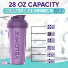 2-Pack 28oz/830ml Premium Shaker Bottles With 4 Stainless Steel Balls - Leakproof  Mixer Cups For Protein, Smoothies & Meal Replacement - Gym, Office, Travel & Home Use - Blue & Clear Combo With Measurement Marks - 93) 紫色/黑色 - 查看 5