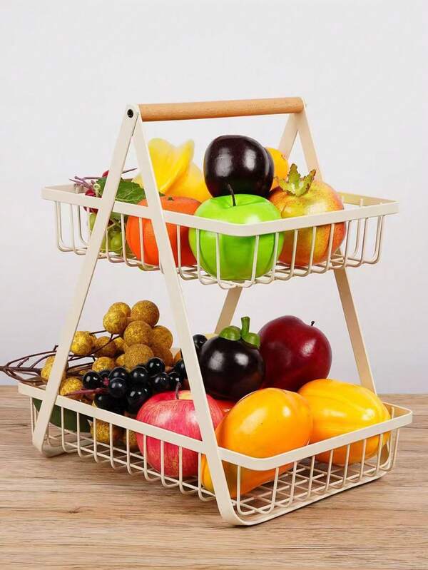 Tragbare 2-3/stöckige Aufbewahrungstasche für Obstkorb aus Metall – hochkapazitive Aufbewahrungseide für die Arbeitsplatte, mit abnehmbarem rechteckigem Design, abnehmbarer Aufbewahrungskaram für Arbeitsplatten und multifunktionales Abflussregal für Fruchtsnacks und Gemüse, geeignet für Küche in der Familie.