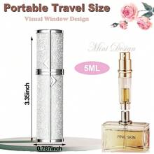 5ml Golden Refillable Perfume Atomizer - Portable Travel Spray Bottle With Leather Case, Mini Cologne Dispenser For Women & Men, Leakproof Essential Oil Bottle For Purse, Gym Bag & Travel