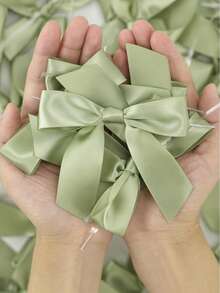 12 قوس أخضر من الشريط المجدول بطول 3.5 بوصة لأكياس هدايا، قوس شريط ساتان وردي لتزيين هدايا، أقواس مسبقة الصنع للأشغال اليدوية، تفضيلات الحفلات، الحفلات الزفاف وزينة الحمامات
