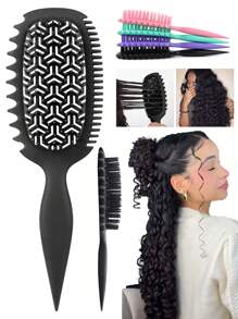 Curl Defining Brush For Curly, Wavy & Coily Hair – Anti-Frizz Styling Comb For Shaping, Clumping & Separating Curls – Detangling Octopus Brush For Wet & Dry Use – Lightweight No-Pull Hairbrush For Kids, Children, Teens & Little Girls - Multicolor - View 18