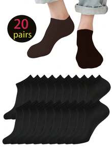 6/10/15/20 /30Pairs Women & Men Solid Color Low Cut Invisible Short Socks, Ladies Short Socks For Spring, Summer, Autumn & Winter, Men Elastic Soft Breathable Socks, Suitable For Daily Wear - Multicolor - View 19