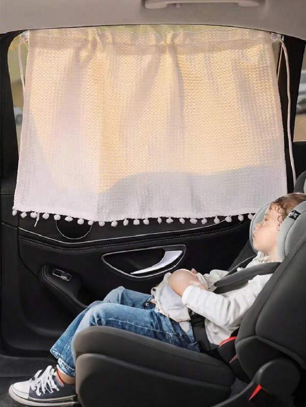 1 pieza Parasol de coche con patrón de rejilla de gofre, cortina de parasol de coche linda y de aislamiento contra el calor del sol