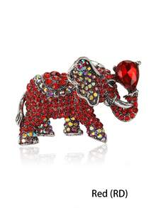 Vintage Rhinestones Elephant Brooch - Elegant Crystal Animal Pin For Friends Party/Banquet Gift Accessory Decoration & Good Luck Gifts - The Elephant (1777) - View 5