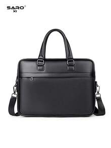 Men's Briefcase Messenger Bag, Large Capacity Computer Bag For Files & Office Supplies, Business Commute, PU Leather Minimalist Style, Suitable Gift For Men - Multicolor - View 9