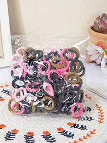 100/500/1000个随机颜色女童弹力发圈尼龙彩色发带儿童发饰