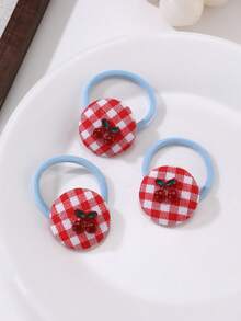 3pcs/6pcs Women's Simple & Cute Solid Color, Plaid, Fruit, Cherry, Bow Hair Scrunchies, Versatile Accessories For Daily Wear ,Elastic Hair Ties ,Ponytail Holders ,Hair Elastics ,Hair Rubber Bands ,Hair Rope - Multicolor - View 9