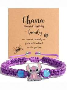 Disney Disney 1pc Disney Cartoon Stitch Alloy Craft Adjustable Braided Bracelet,Great For Wonderful Gifts For Friends And Partners!
