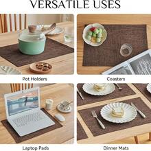 4 Stücke/6 Stücke/8 Stücke/10 Stücke einfarbige quadratische Tischsets, 43cm*46cm hitzebeständige Tischdekorationsstoffe, Kaffeetischsets geeignet für Neujahr, Ostern, Valentinstag Dekoration, Innen- & Außenbereich Zusammenkünfte Zuhause, minimalistischer Stil Esszimmer Anordnung, Geschirr Schutz für Feiertage und Geschenke