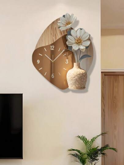 2D New Crème Creative Interior ation Wand Clock, Home Indoor Living Room, Study Bedroom, Dining Room Painting Clock. view 4