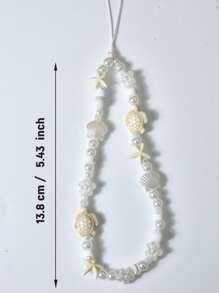 1pc Summer Ocean Life Vacation Style Beaded Lanyard Phone Strap, Travel Accessory Pendant