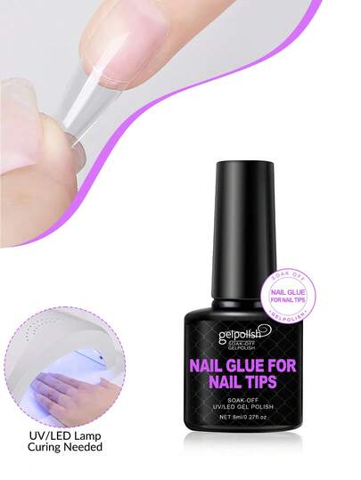 Long-Lasting Nail Gel Glue, Suitable For Clear Nail Tips And Clear Press-On Nails, Can Be Used For Nail Repair And DIY Nail Salon, Can Be Used At Home, Requires UV Light Curing.