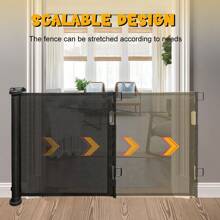 Retractable Gate 0-150 Cm, Extendable Child Gate, One-Handed Dog Gate, For Stairs, Hallways, Kitchen, Indoors And Outdoors - 黑色 - 查看 9