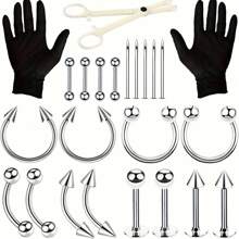24/42/84件不锈钢穿孔套装 14G/16G 肚脐穿孔套装 鼻中隔穿孔套装 唇舌乳头耳穿孔套装 适用于所有穿孔的穿孔套装 - piercing kit - 查看 10