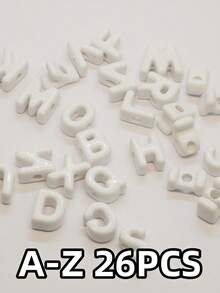 26 件时尚新款亚克力大孔英文字母珠子，适用于 DIY 手机挂绳、鞋饰、手工珠宝、节日礼物 - 亞克力大孔A---Z英文字母直孔串珠 - 查看 18