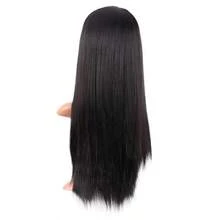 M24 Inch 60 Cm Women Long Straight With Flat Bangs Synthetic Hair Heat Resistant Fiber Hair For Party Cosplay Wig Black 8001 - màu đen - Xem 4