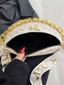 Borsa a tracolla da torace di grande capacità in colore unito, borsa con catena decorativa e marsupio a tracolla, marsupio casual per escursionismo e arrampicata all'aperto, marsupio multifunzionale per sport e viaggi con cinghia regolabile, versatile per pendolarismo quotidiano