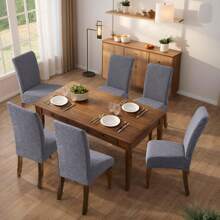 100% Waterproof Dining Room Chair Covers Set Of 4 Stretch Kitchen Chair Covers Parsons Chair Slipcovers For Dining Room Chair Protector Cover, Removable, Washable (Leaf Pattern-Dark Gray),8653863