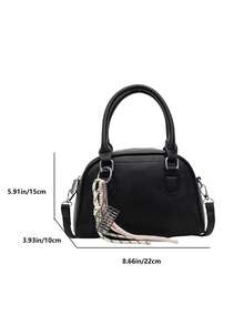 女士复古小手提包、斜挎单肩包、时尚工作手提包 - 黑色 - 查看 7