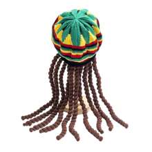 Europäischer und amerikanischer Woll-Perückengeflecht-Baskenmütze, gehäkelte Jamaika Regenbogen-Mütze, Halloween Reggae zerzausten Geflecht-Hut, Cos gefälschter geflochtener Baskenmütze, Jamaika Reggae Hut, Halloween Männer Baskenmütze Perücke