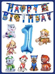 Paw Patrol Pfoten Patrol Themen Aluminium Folienballon Set, Cartoon Charakter Ali Aqi, Fellig, Grau, Perle, Lu Ma, Tian Tiana Aluminium Folie Ballons, ein Festival Ballon Set bestehend aus sieben verschiedenen Hunde Aluminiumfolie Ballon, unverzichtbare dekorative Ballon für Geburtstagsfeiern, Festivalpartys, Thanksgiving, Valentinstag, Weihnachten, Muttertag, Schulanfang, Abschlussfeier