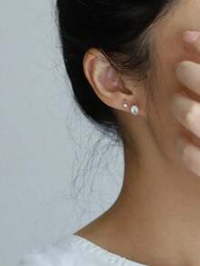 JOJELOO 一对复古椭圆形方晶锆石耳环，多功能珠宝礼物，适合女性、朋友或情侣生日 - 金色 - 查看 2