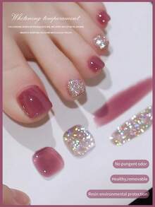 annies 2瓶10毫升闪亮光钻凝胶指甲油，适用于可卸除UV灯，可用于DIY美甲沙龙LED凝胶指甲油