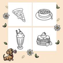 [22 Pages Relax Coloring Book] Deluxe Food & Snack Coloring Book - 22 Thick Pages, Unique Cover Design Relax Art For Adults & Teens Perfect Gift For Valentine's, Christmas, Halloween, Birthdays & More, Comfortable Space, Release Emotions, School Gift, Various Parties, Perfect For Winter, New Year,120G Paper