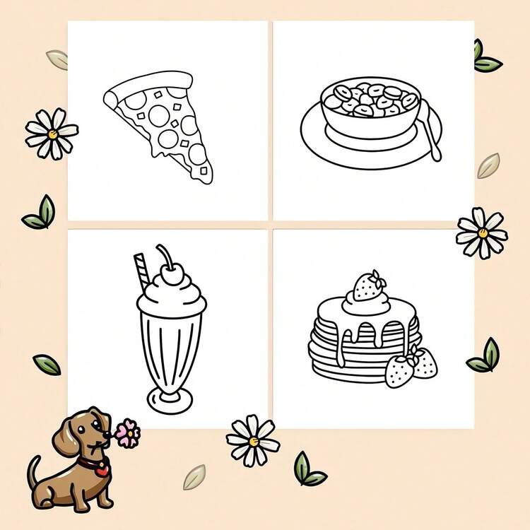 [22 Pages Relax Coloring Book] Deluxe Food & Snack Coloring Book - 22 Thick Pages, Unique Cover Design Relax Art For Adults & Teens Perfect Gift For Valentine's, Christmas, Halloween, Birthdays & More, Comfortable Space, Release Emotions, School Gift, Various Parties, Perfect For Winter, New Year,120G Paper - Multicolor - View 6