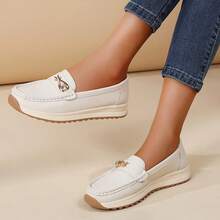 Women's Versatile Soft Bottom Non-Slip Casual Flat Loafers - Beige - View 4