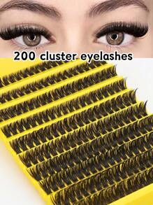 D 卷纤细睫毛簇睫毛，睫毛延长卷曲单根睫毛可在家 DIY 您喜欢的风格，蓬松假睫毛，柔软材质，200 件 DIY 簇混合长度睫毛自然柔软，是日常化妆和特殊场合的理想选择 - D - 查看 1