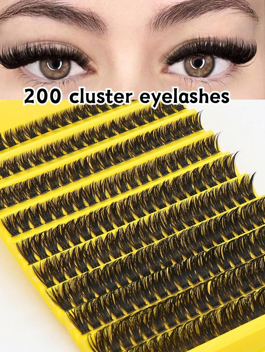 D 卷纤细睫毛簇睫毛，睫毛延长卷曲单根睫毛可在家 DIY 您喜欢的风格，蓬松假睫毛，柔软材质，200 件 DIY 簇混合长度睫毛自然柔软，是日常化妆和特殊场合的理想选择 - D - 查看 1