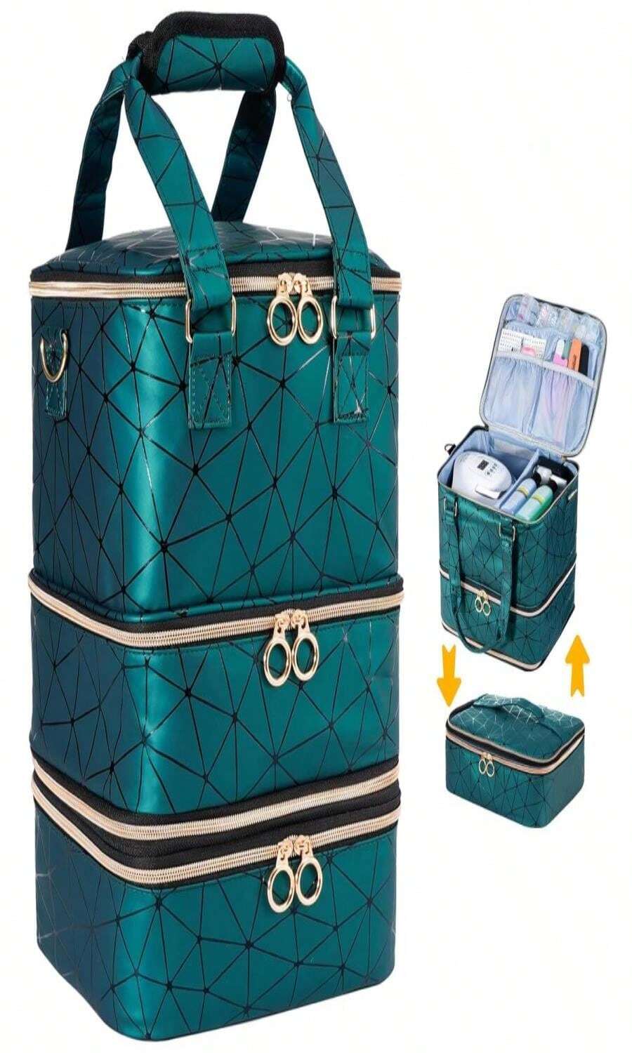 Uross Nail Polish Organizer Bag Holds 30 Bottles Nail Polish &Amp; Nail Kit -Nail Polish Storage Organizer Nail Polish Bag Nail Supplies Organizer Case For Nail Tech - Black